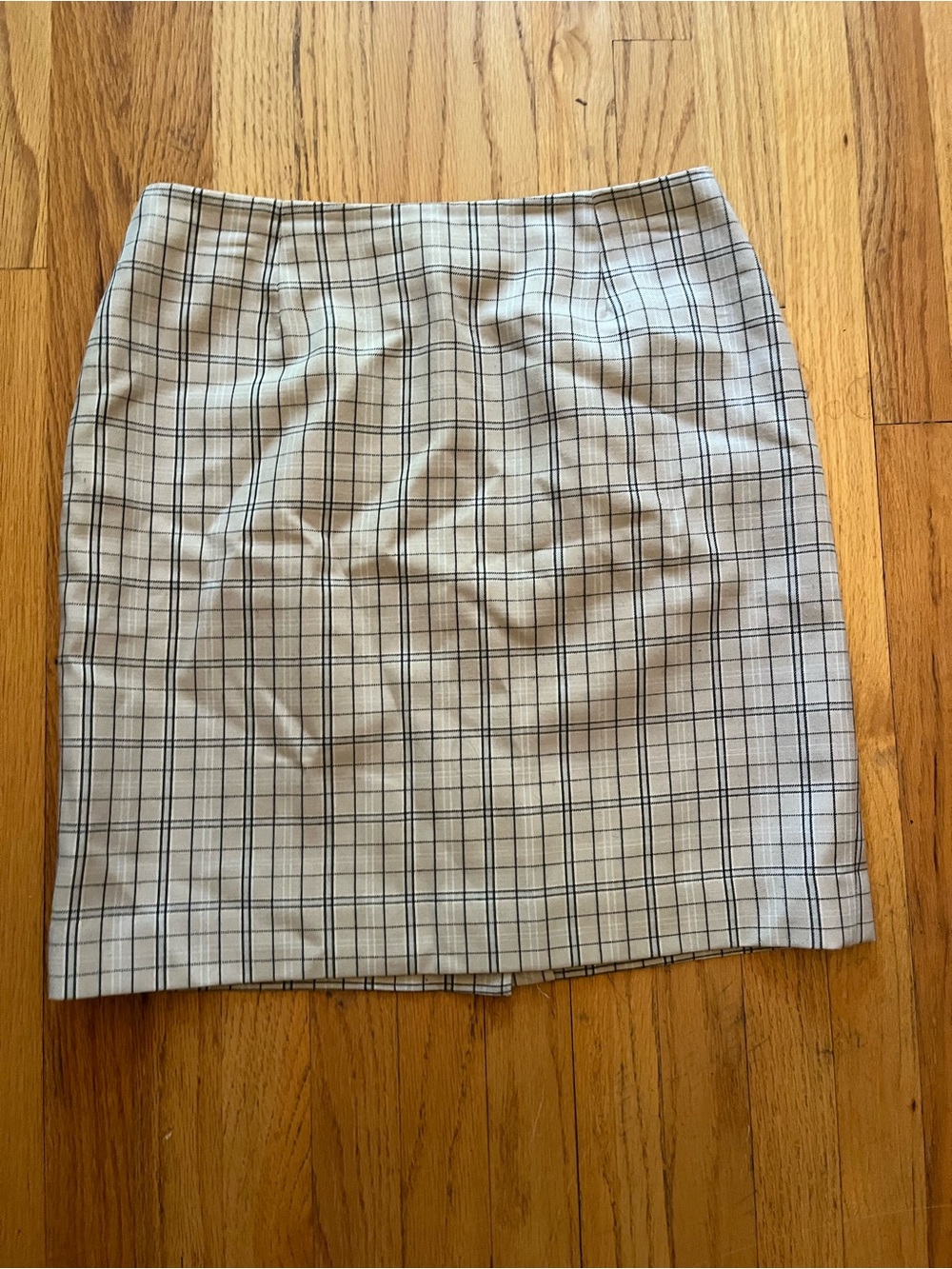 Vintage Y2K Petite Sophisticate Cream Plaid Midi Pencil Skirt size 6P